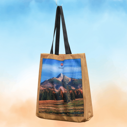 nákupná taška kriváň na jeseň vo vysokých tatrách, funkčná, znovu použiteľná a ekologická taška na vaše nákupy